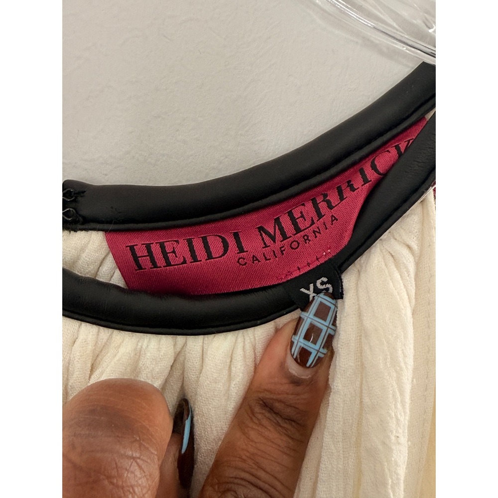 Heidi Merrick Sous Dress Ivory White Beachy Vacation Resort Leather Collar XS - Picture 2 of 13